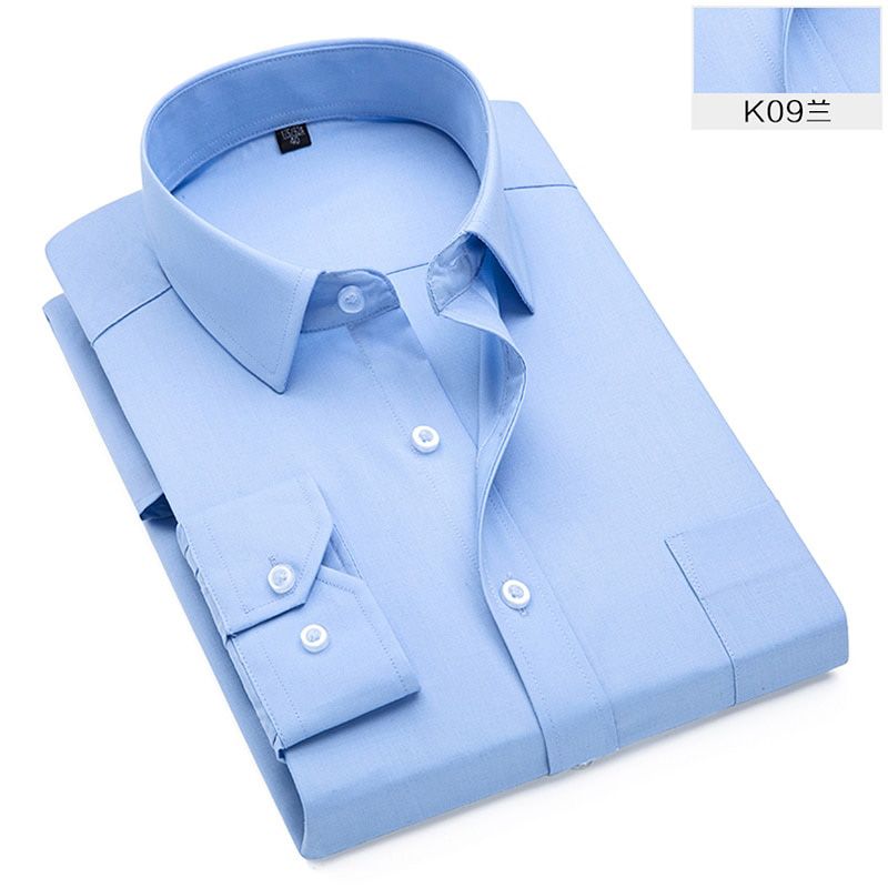 New business shirt men's long sleeves solid color professional work shirt white work shirt men's  Anti-wrinkle no-iron