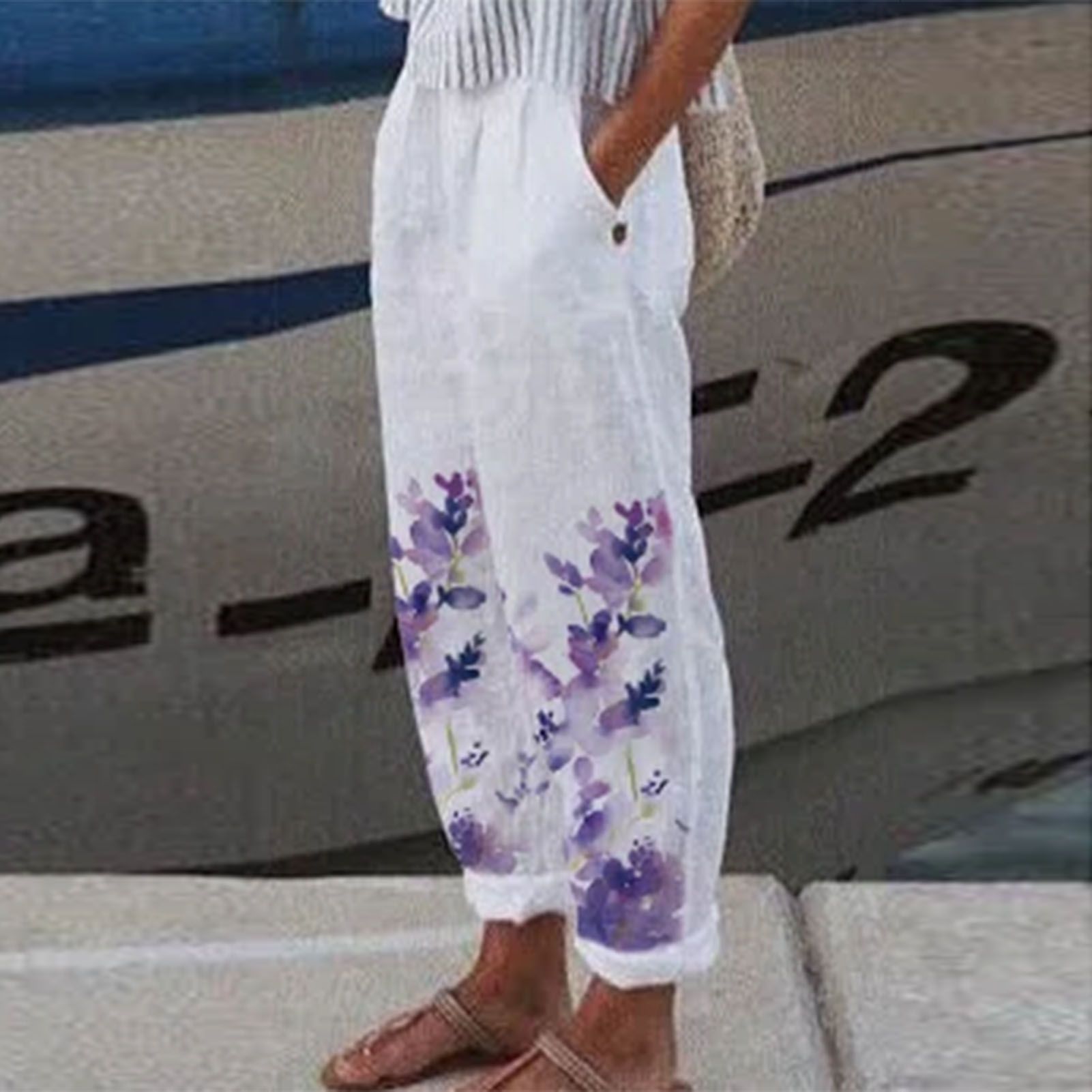 Women Pants Straight Dragonfly Print Casual Pants
