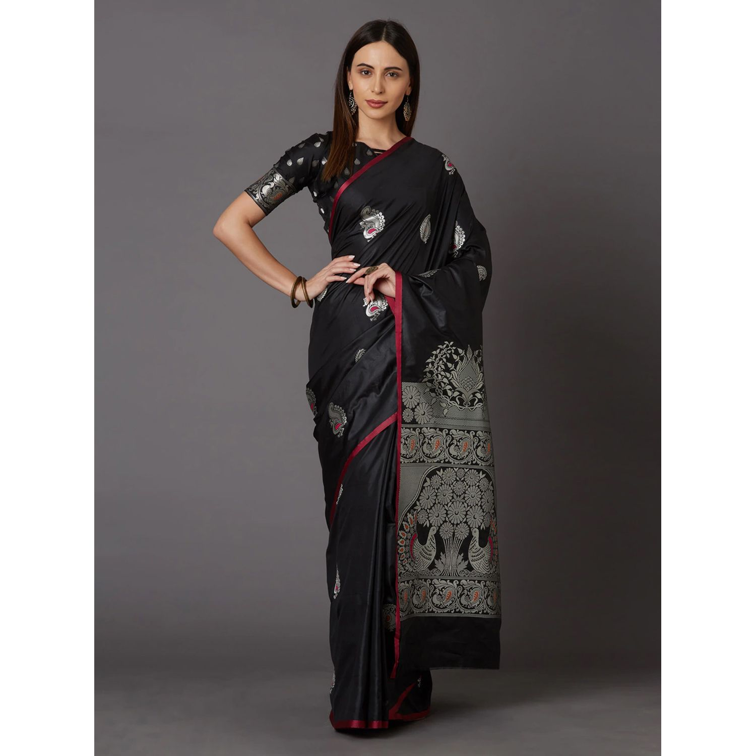 Glamour & Glorious Marvelous Gorgeous New Design High Quality Printed Silk Saree With Gorgeous Blouse Piece for Woman - 100