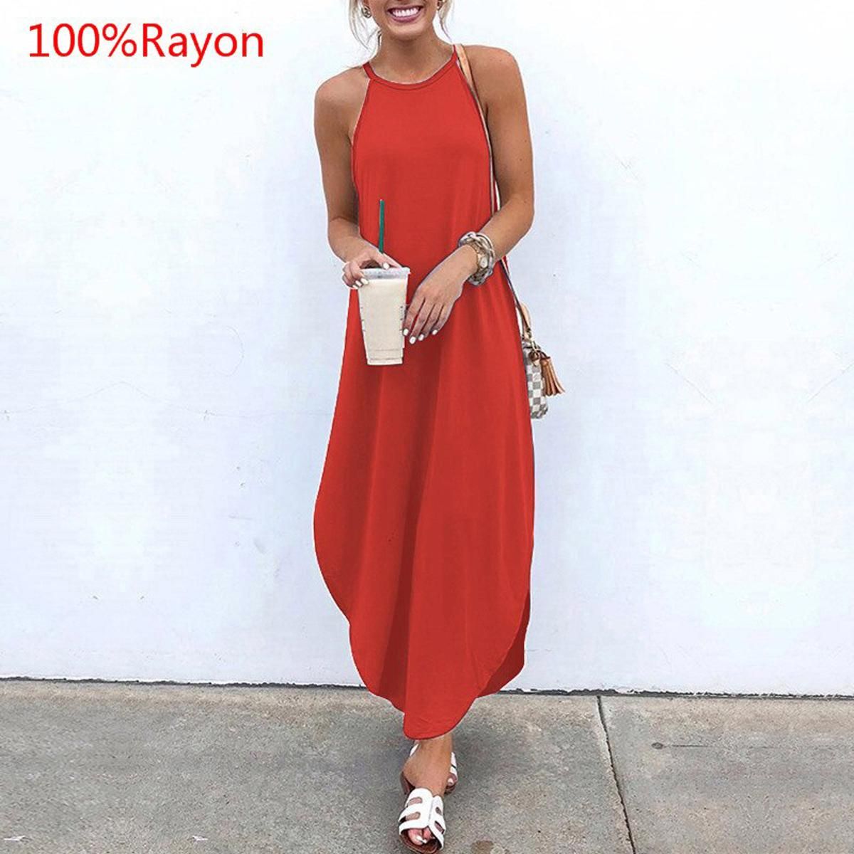 Printed Maxi Dresses Bohemian Sleeveless Sundress Women Causal Halter Summer Beach Dress Asymmetric Long Dresses