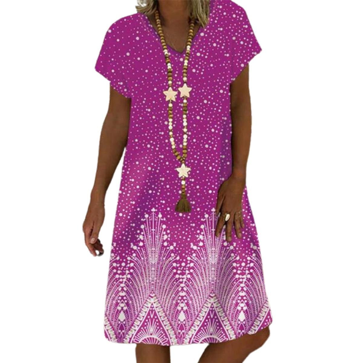 Party Dress Charming Retro Dot Print Short Sleeve Summer Dress