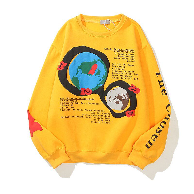 Kanye West Letter Foam Fleece Sweatshirt Mens and Womens Fleece Oversize Casual Hoodies Harajuku High Street Couple Hoody