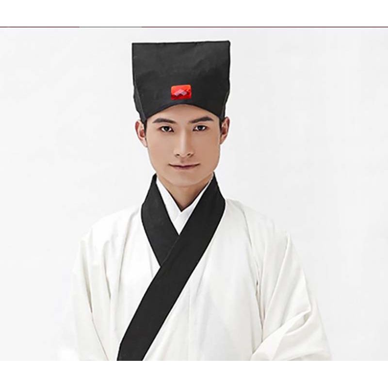 Hanfu Hat Men Chinese Traditional Ancient Scholar Teacher Black Hat Headdress Male Vintage Confucian Towel Cosplay Hat For Men