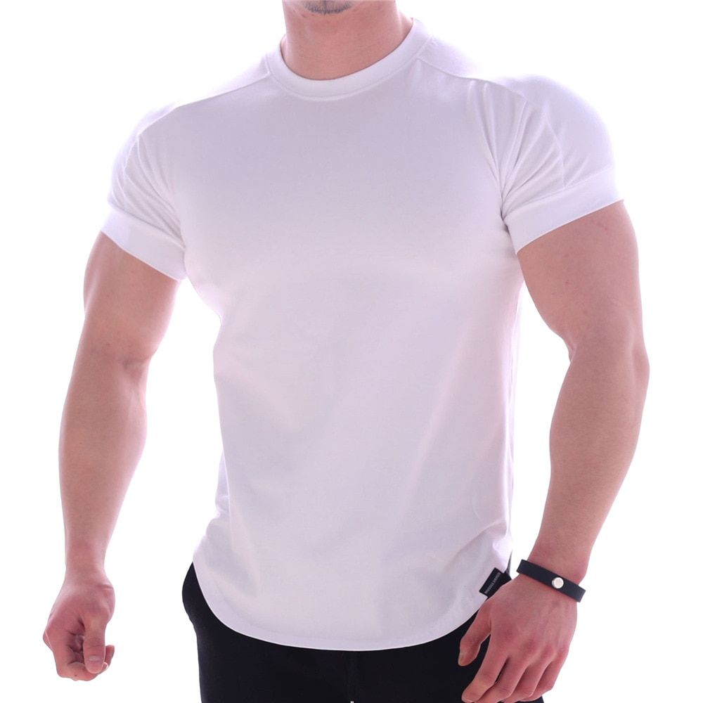 Gym T-shirt Men Short sleeve T-shirt Casual blaSlim t shirt Male Fitness Bodybuilding Workout Tee Tops Summer clothing