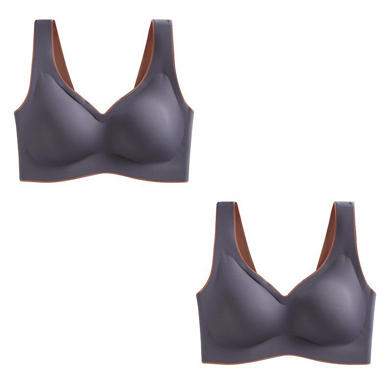 SofbeauForY 2pcs/set Thai Latex Underwear Women Vest Thin Bra Seamless Two-color Combination No Steel Ring Sports Sleep Bra
