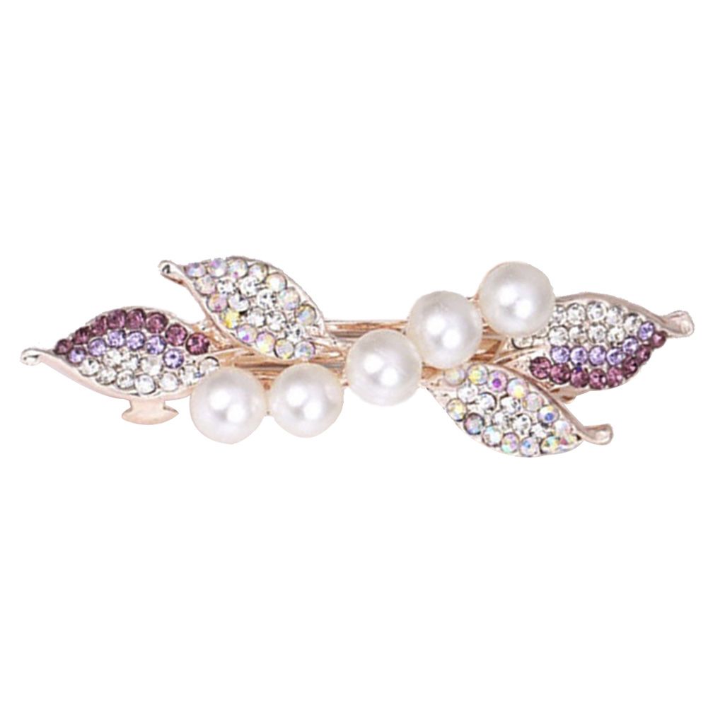 Elegant Women Faux Pearl Rhinestone Inlaid Bowknot Hair Clips Party Hairpins