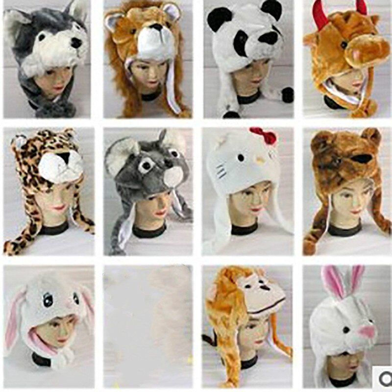 Cute Bunny Plush Cartoon Animal Hat Simulation Animal Hat Warm Earmuff Children's Performance Props