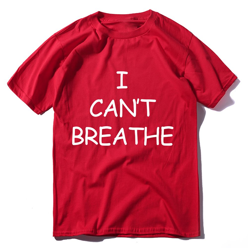I Cant Breathe Letter Print Short Sleeves Breathable Cotton T Shirt Blouse Top