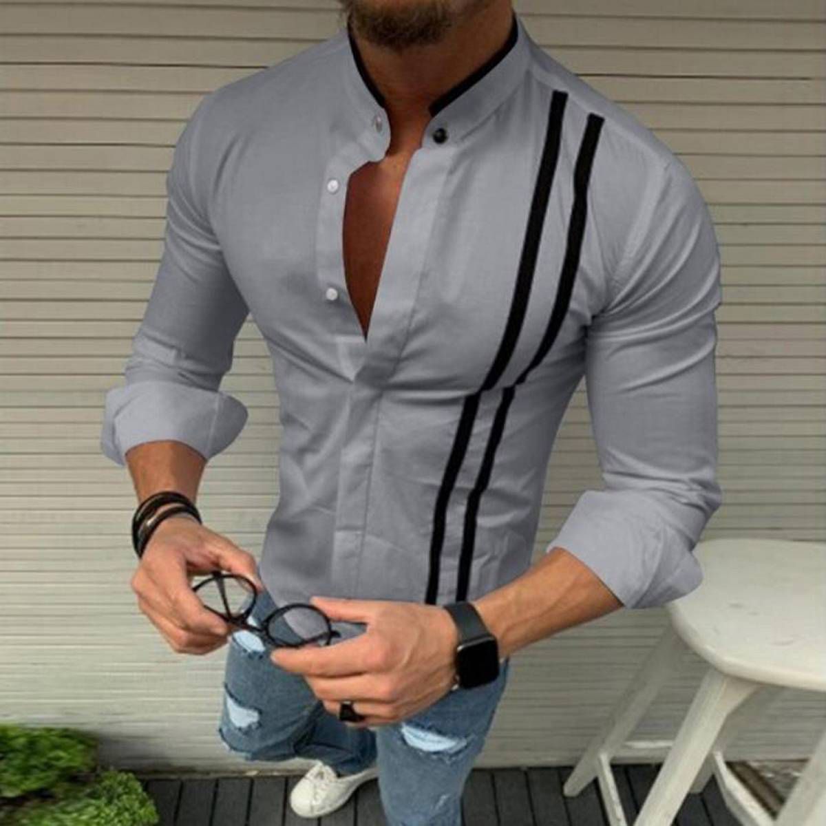 Fashion Mens Luxury Casual Stylish Slim Fit Long Sleeve Casual Dress Shirts Tops Male Casual Top Shirts Clothing