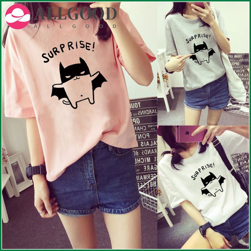 t shirt women t-shirt  Clothes Female Korean Wild Short-Sleeved Crew Neck Loose Letters Print t shirts woman WBX105