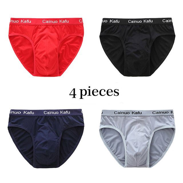 4Pcs Men's Briefs Mesh Silk Men's New  Panties Men  Fiber Mens Bodysuit Male Comfortable Solid Underpants