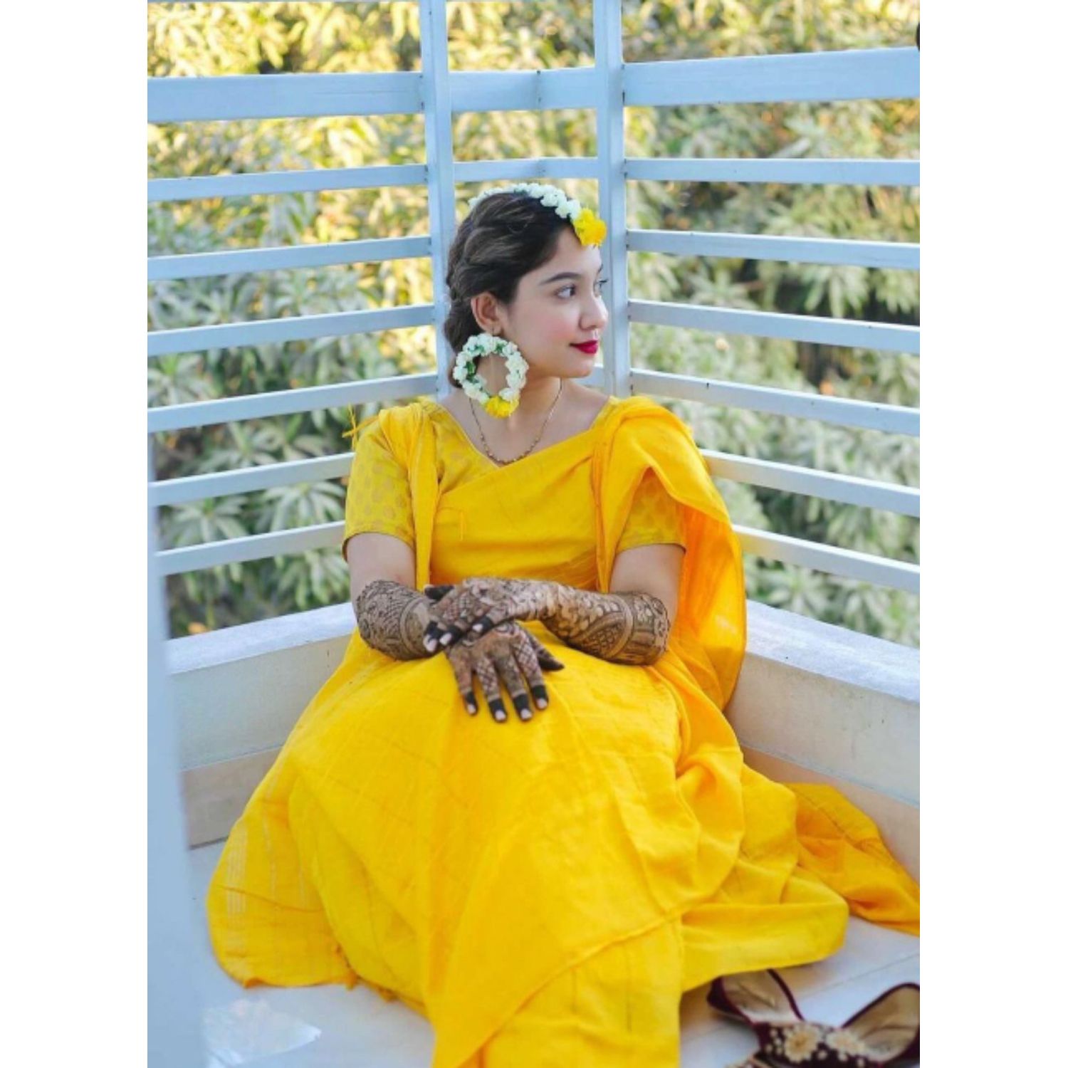 Yellow colour Jum saree
