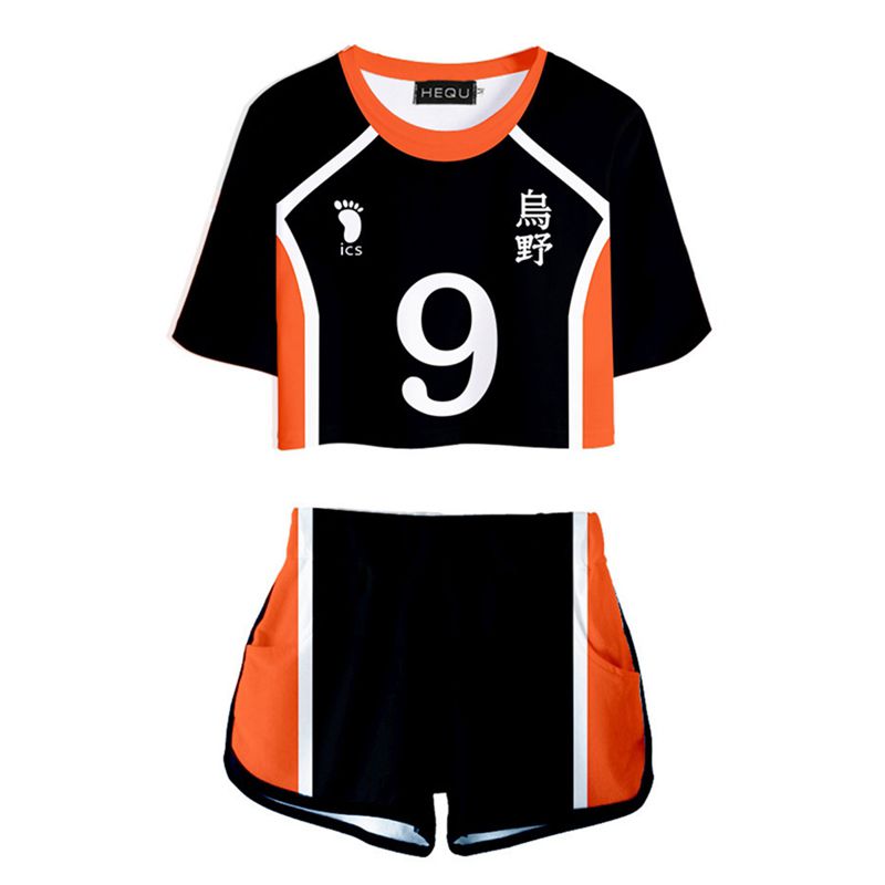 9 Styles Sports Clothes Set 2pcs Cosplay Costume T-shirt And Shorts Karasuno High School Volleyball Club Hinata Shyouyou Sportswear Jerseys Uniform