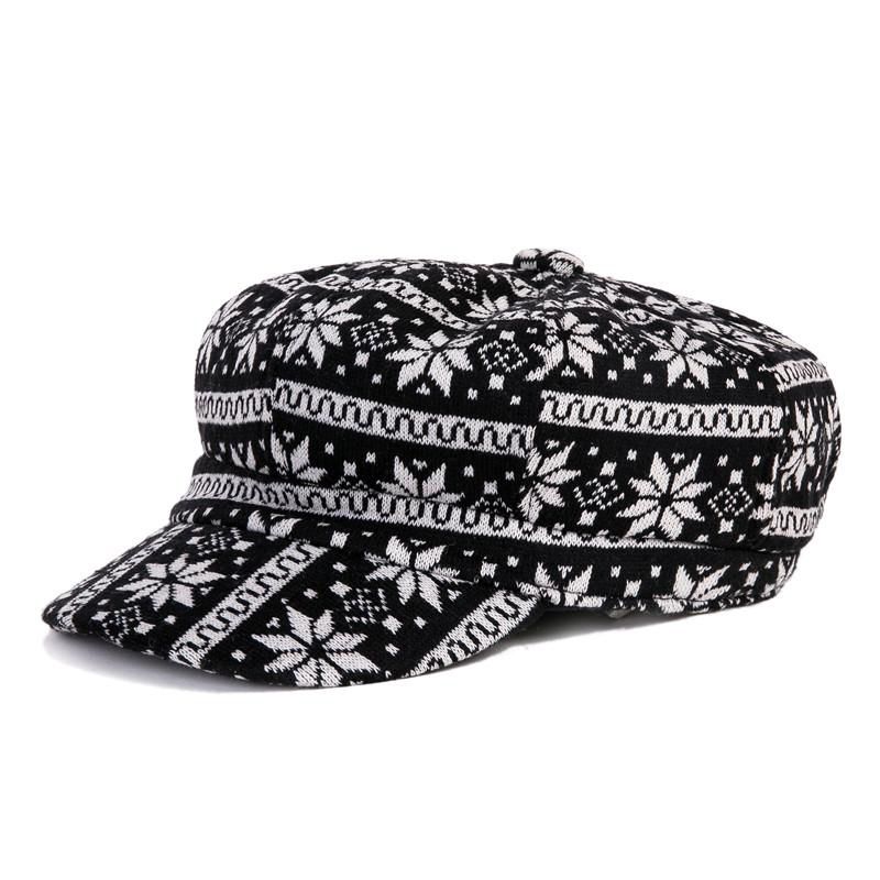 COKK Women Newsboy Cap Autumn Black White Felt Hats For Women Vintage Thick Octagonal Cap Female Boina