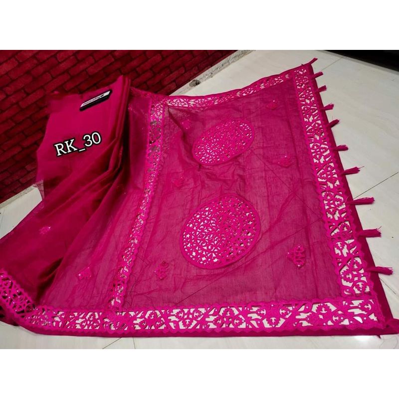 Half Silk Cut Work Saree for Women