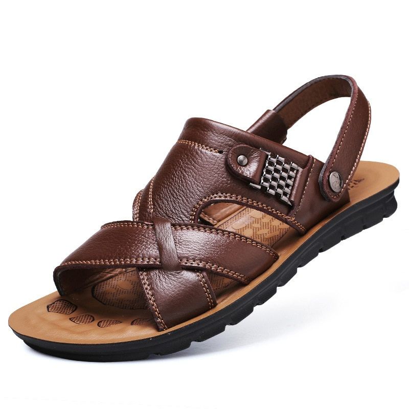 DM126 Big Size 38-48 Men  Leather Sandals Summer Men Shoes Slippers Soft Sandals Men Roman Comfortable Walking Footwear