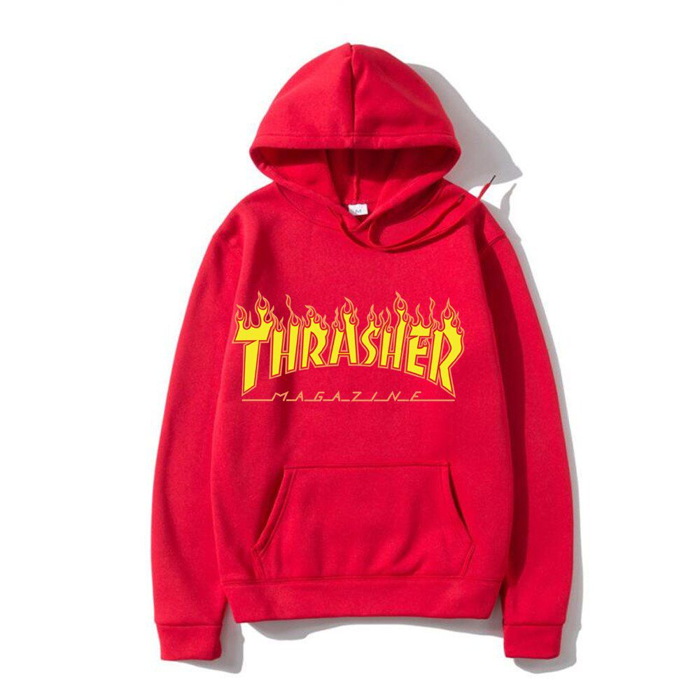 Thrasher Fire Pattern Print Multicolor Women's Men Hoodies Fashion Brand Hoodie Winter Tracksuit Anime Print Sweatshirts Tops