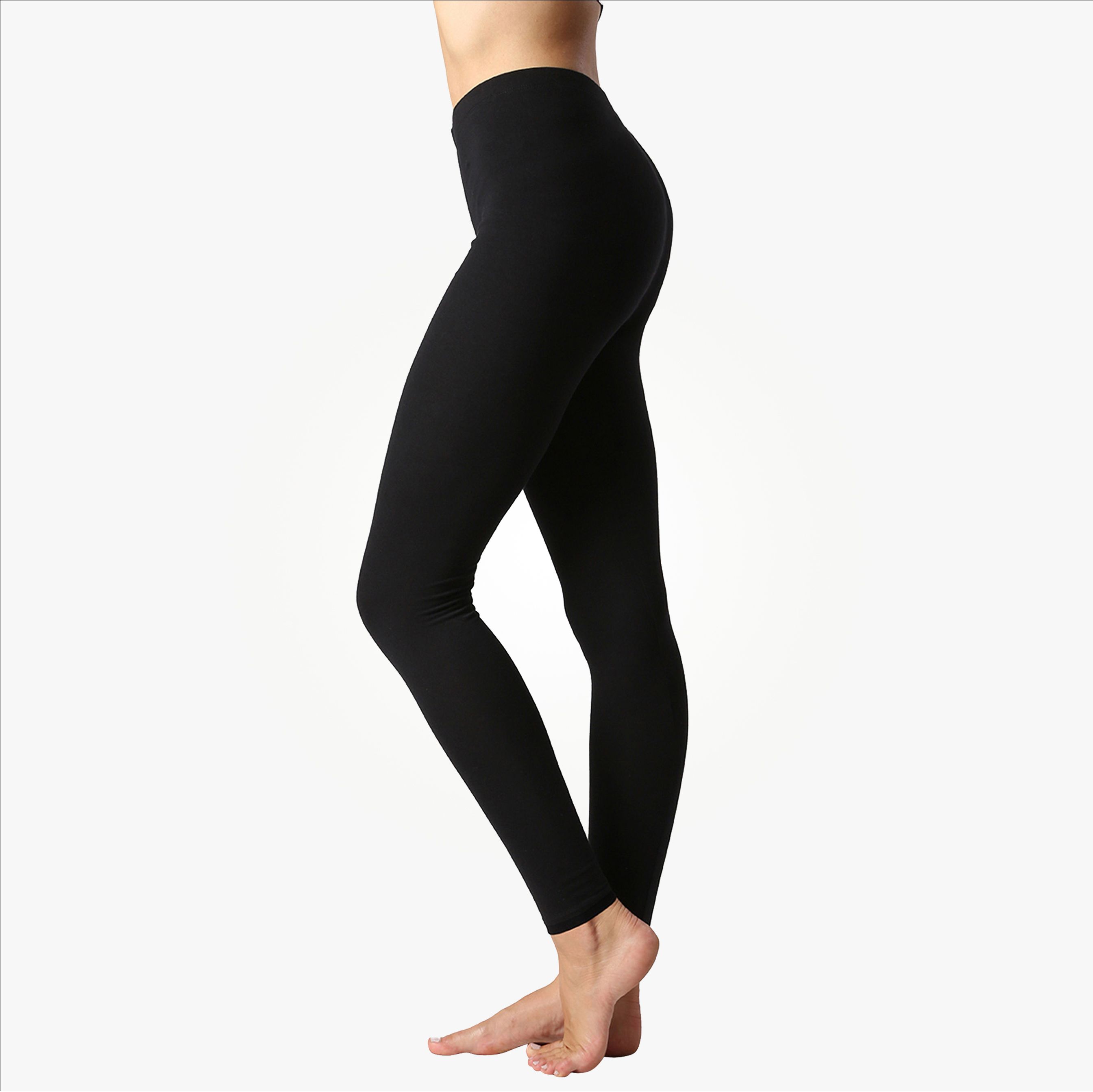 Women Basic Solid Color Cotton Full Length Leggings