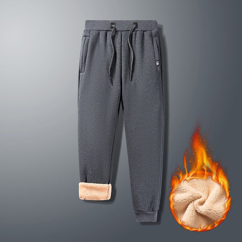 Winter Pants Men Fleece Lined Thick Warm Jogger Pants Men Fashion Clothing Bottoms Drawstring Running Pants Men Trends