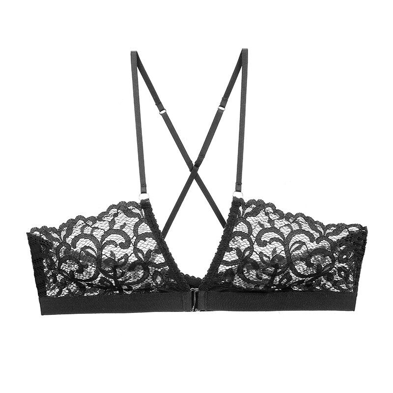 LILYMODA  Hollow Out  Lace Bralette Wire Free Bra Brief Sets Lace Up Brassiere Tempting Underwear Lingerie Comfortable