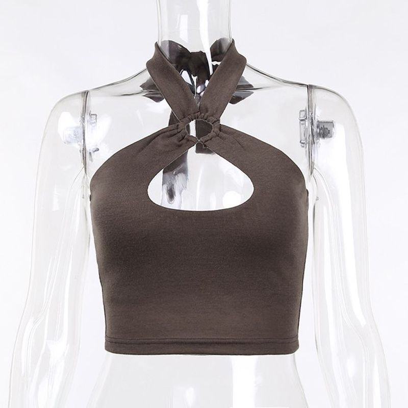 Halter Bandage Corset Top Women Cyber Cut Out Backless Crop Tops Summer Cute White Baddie Clothing Fairy Grunge