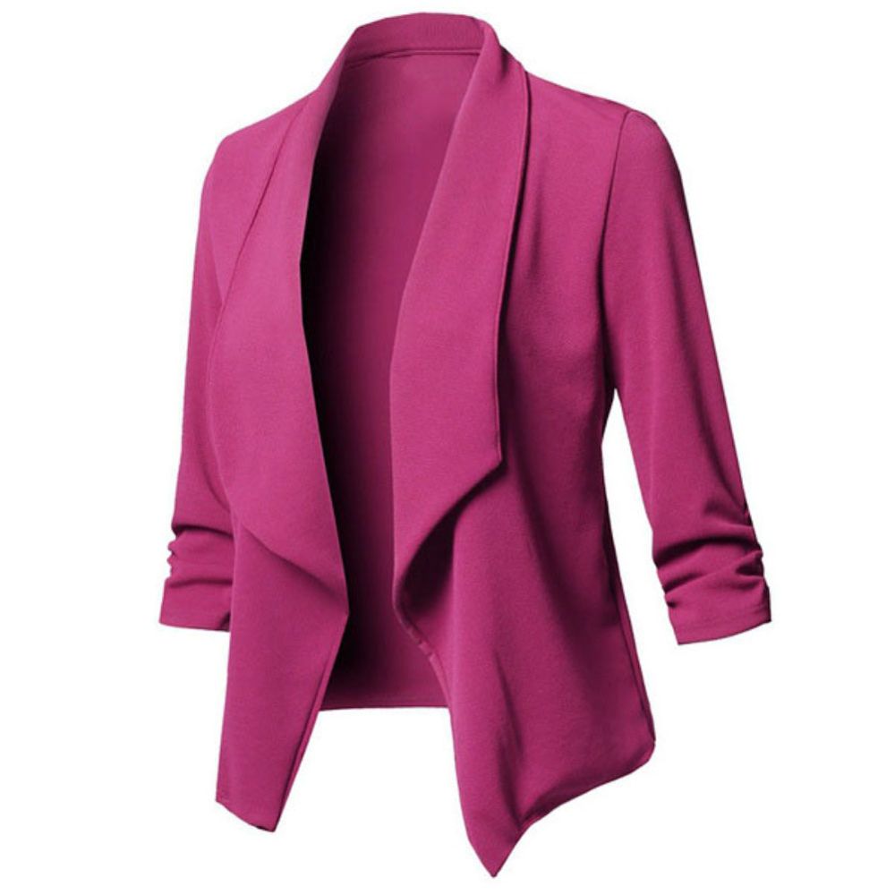 Autumn Women Slim Blazer Ruffled Long Sleeve Open Front Suit Jacket