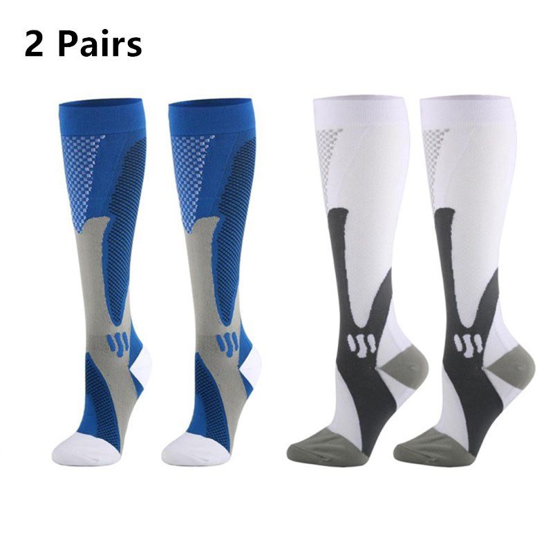 2 Pairs Compression Socks Stockings 20-30 mmhg Men Women Sports Socks for Marathon Cycling Football Varicose Veins