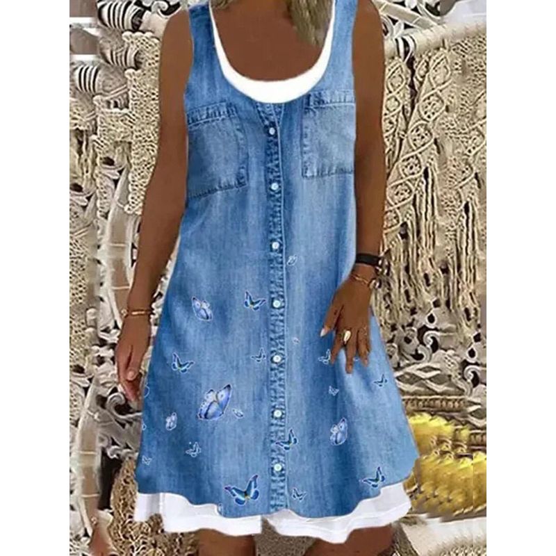 Women 2021 Loose Vintage Ruffles Strip Befree Dress Large Big Printed Patchwork Summer Boho Casual Party Beach Dresses Plus Size