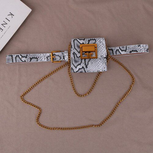 Small bag style chain of retro all-match snake leopard pattern matching skirt jeans belt adornment waist seal purse woman