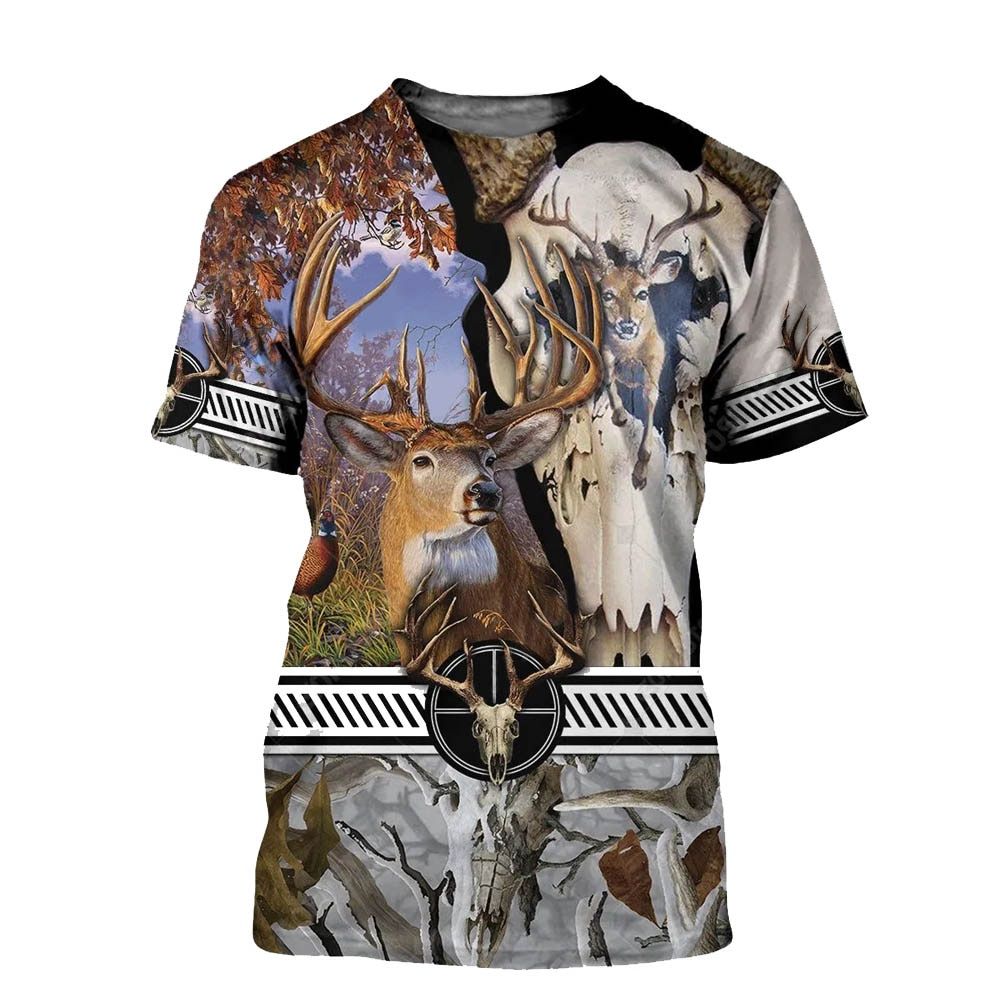 Hunter 3D Print T-Shirt Men's women's kids boys Outdoor Sports Hunting Deer Hunting Short Sleeve Oversize Drop s