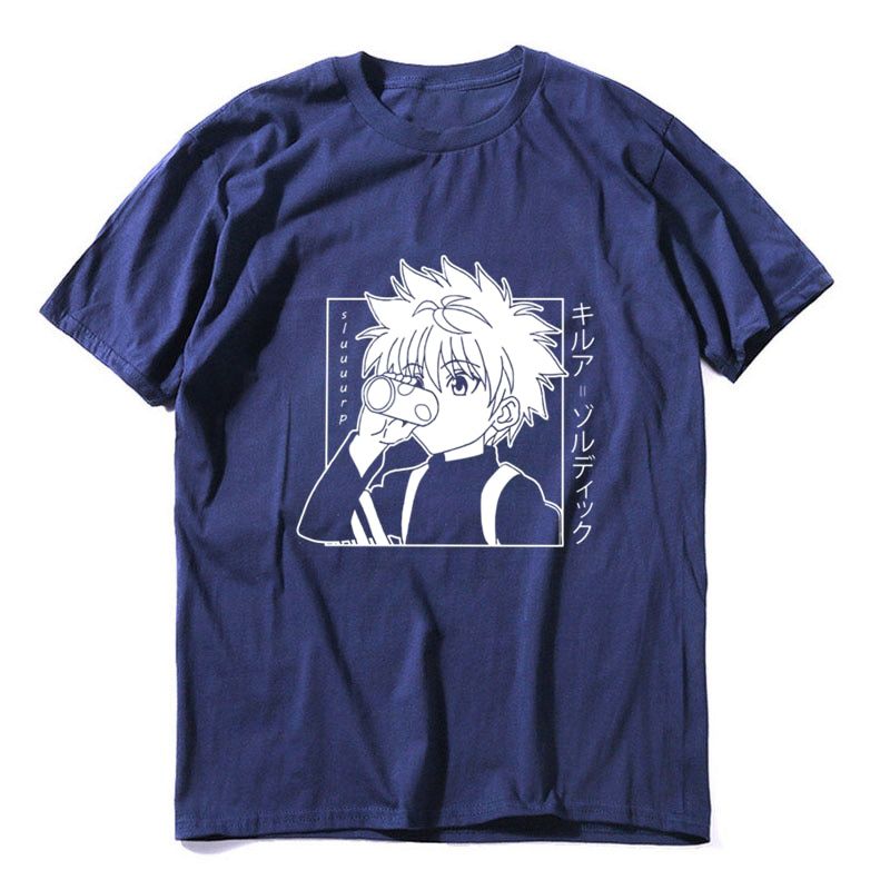 100% cotton Men Women T-shirt Tops Kawaii Hunter X Hunter Tshirt Killua Zoldyck T-shirt Fitted Soft Anime Manga Tee Shirt