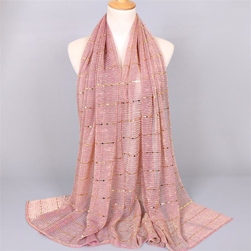 2019 NEW women Gold silk solid color muslim head scarf shawls and wraps pashmina bandana female foulard soft hijab stores