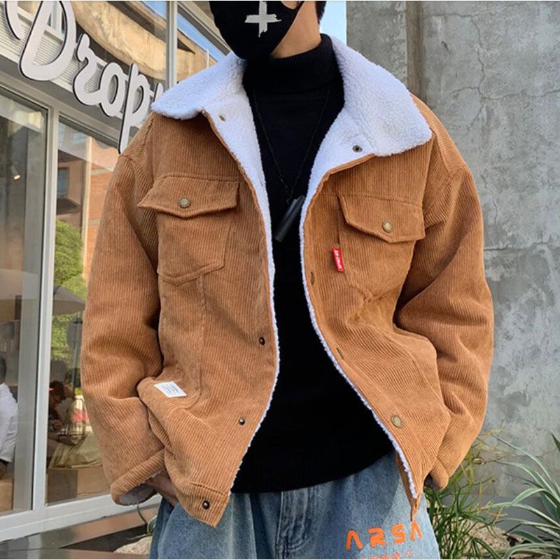 Men Autumn Winter Thicken Warm slim Corduroy Jackets Men's Outwear Hop Coat Male Teen Casual Jacket Colorful S-5XL