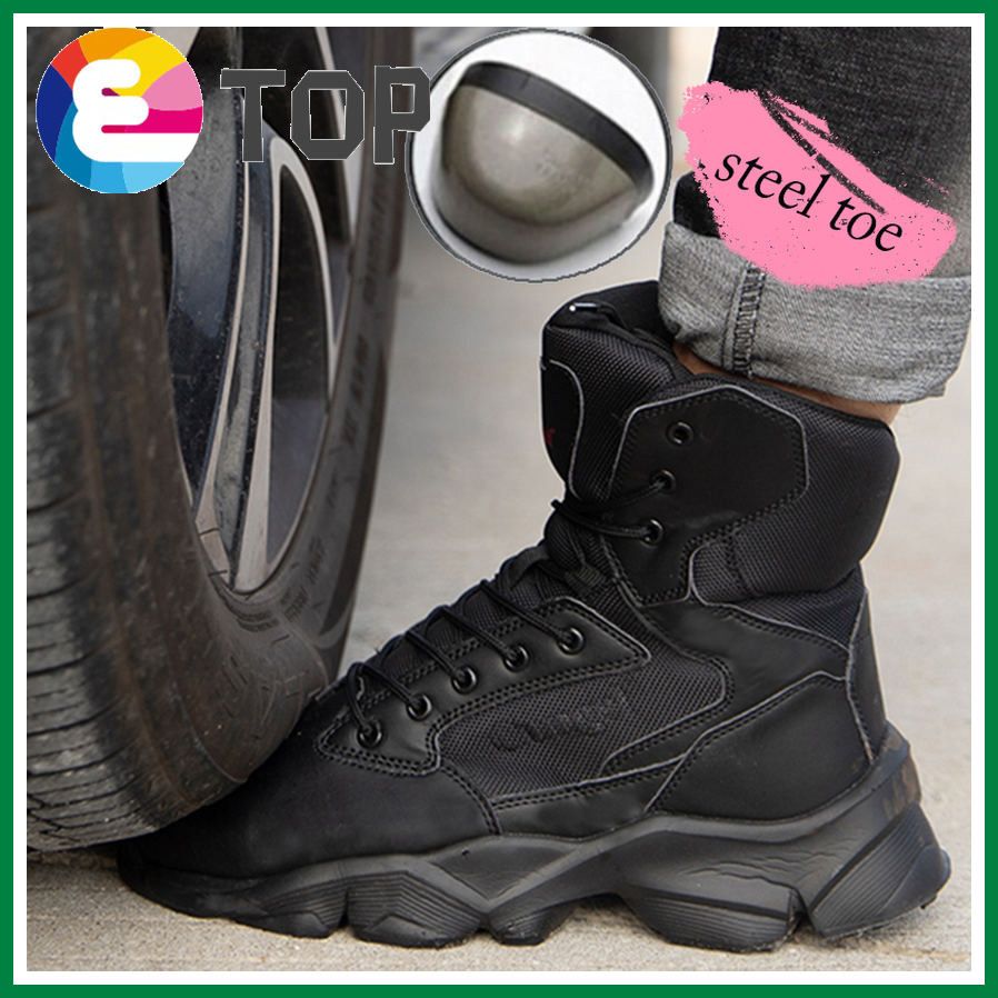 Desert S1P High Cut Safety Shoes Work Boot Footwear Steel Toe Oil Resist Anti-slip ( Beige ) Toe Cap Shoes Safety Boot PPE