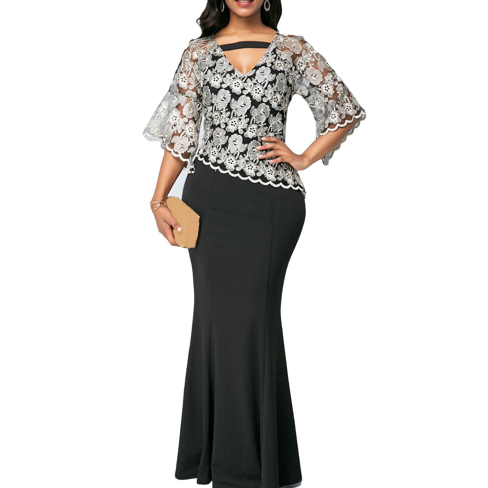Dress Half Sleeve Ruffles See Trough Dress