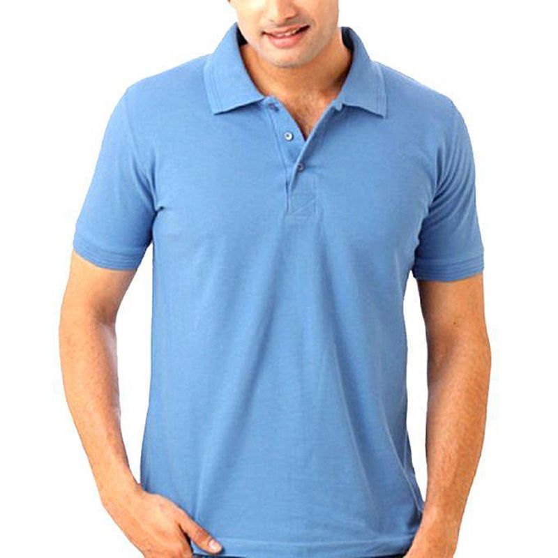 Sky Blue Cotton Polo For Men