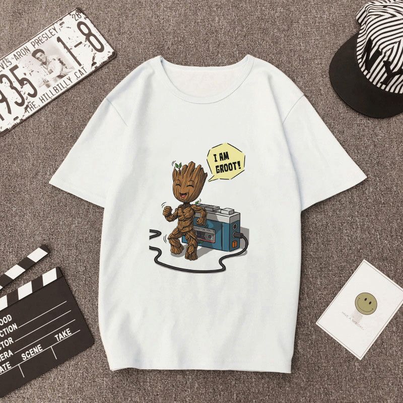 Cute I am Groot Anime Print Female Tshirt Marvel Clothes Harajuku Kawaii Women's T-Shirt Fashion Uni Tops Summer