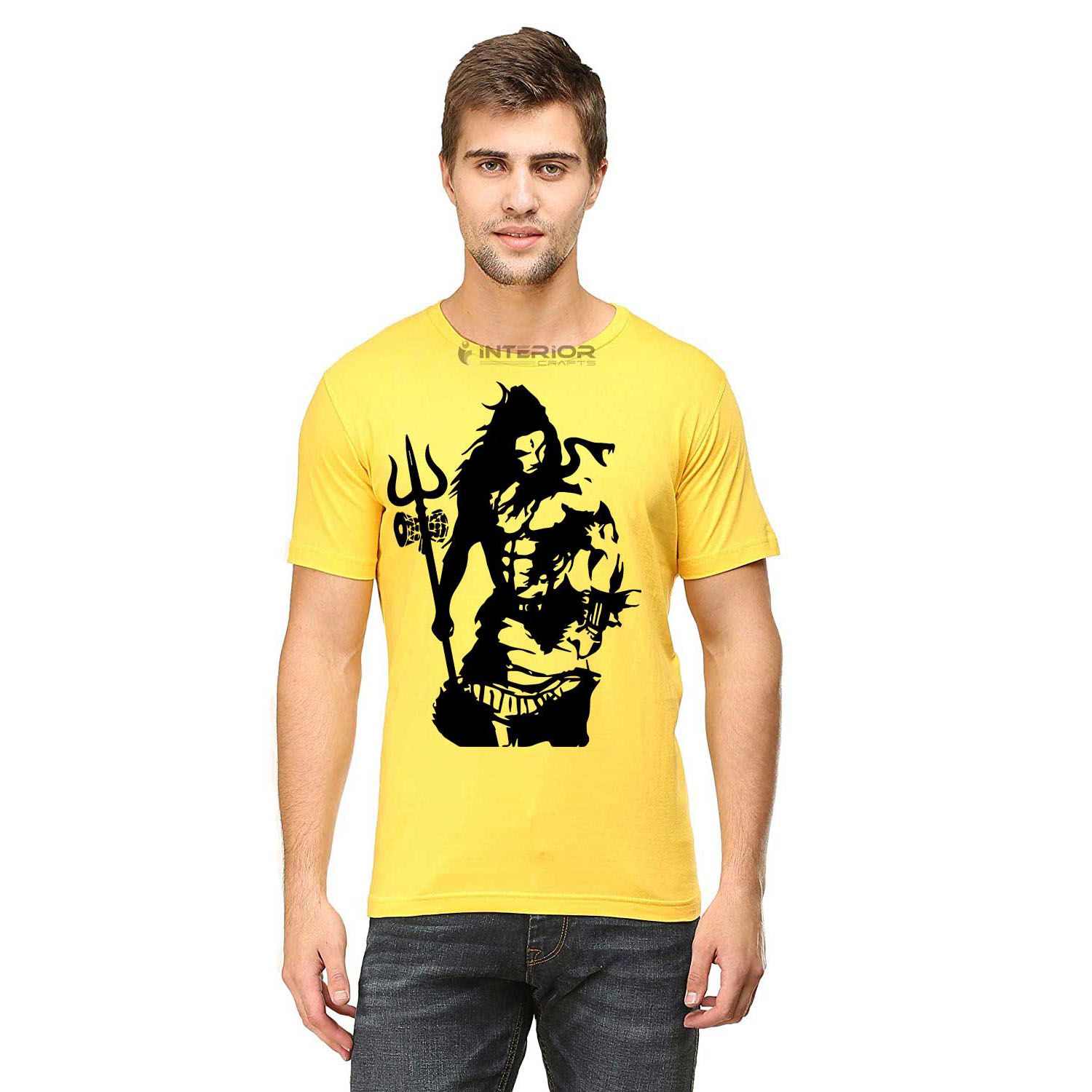 Shiva Art  Trisula  T-Shirt Graphic Printed Half Sleeve Round Neck T-Shirt For Men - Genji - T Shirt For Man - T Shirt For Man