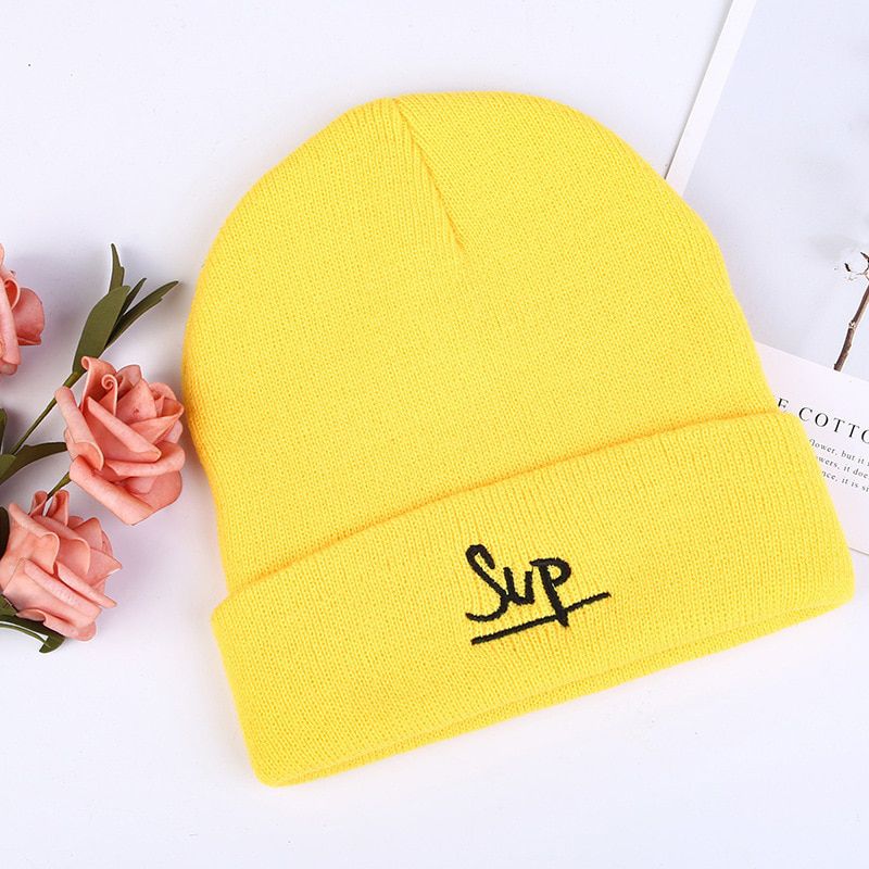 Solid Color Versatile Children's Autumn and Winter Cold Proof Outdoor Knitted  Boys  Girls  Smiling Face Hat