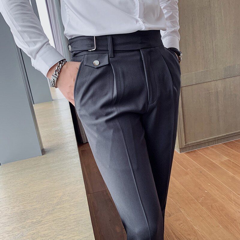 British Style Business Formal Wear Suit Pant Men Clothing ple Slim Fit Casual Office Trousers Straight Pantalones Hombre 36