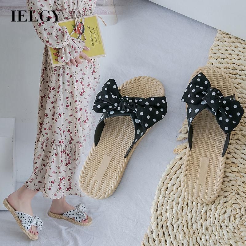IELGY Korean Fashion Outer Wear Slippers Women Flat Flip Flop Beach Slippers