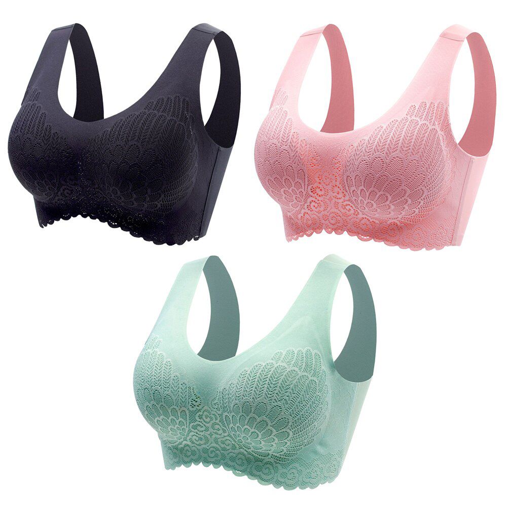 3pcs Latex Bra Seamless Bras For Women Underwear BH Push Up Bralette With Pad Vest Top Lace Bra Dropshipping