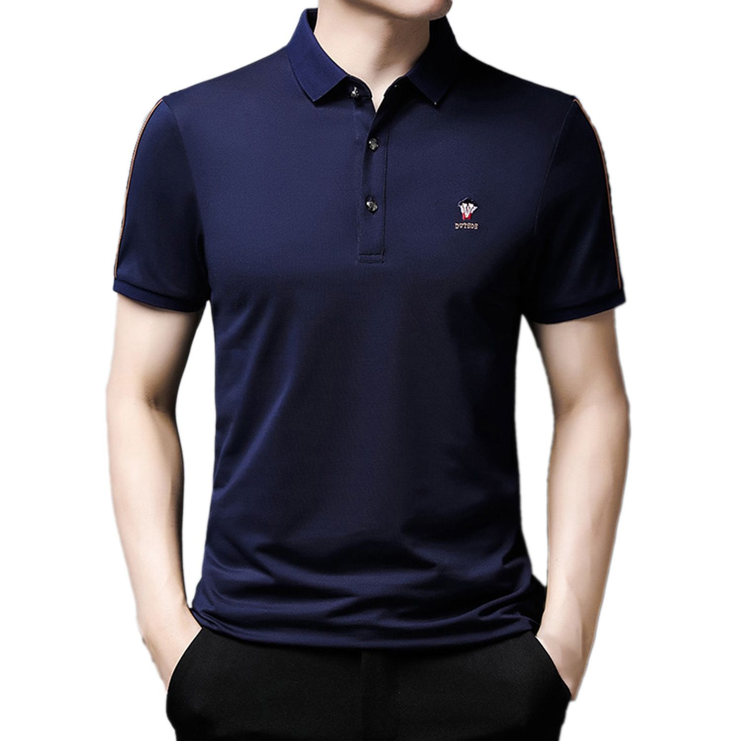 Shirt Embroidery Moisture Absorption Basic Style Men Regular-fit Pullover Shirt for Work