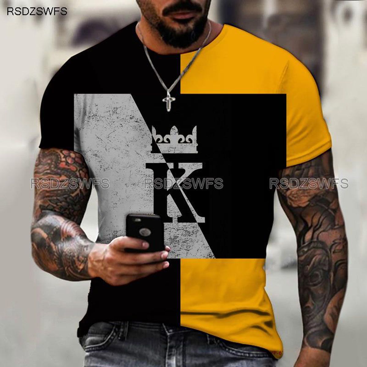 Men's Shirt Crown King KING 3D Printing Print Round Neck T-shirt Clothing Street Fashion Men Oversize 5XL