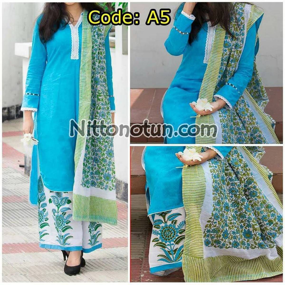 Tarun Skin Print and Block Print Unstitched Cotton Fashionable Three Piece For Women Ladies Collection Salwar kamiz { 3 Piece }