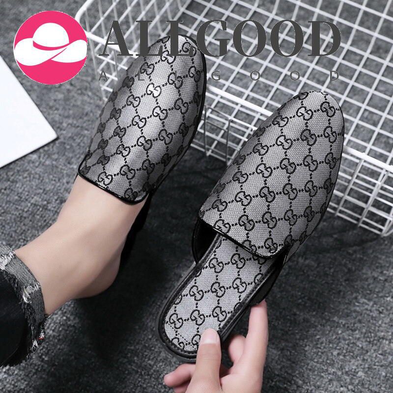 New Muller Shoes Comfy Flats Men's Casual Driving Shoes Slip on Boat Shoes for Men Moccasins Chaussure Homme Korean Half Slippers Leather Mens Loafers Plus Size 39-46