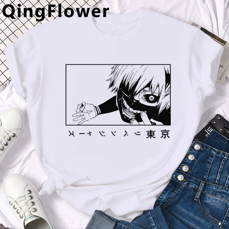 Jnese Anime Kaneki Ken Tokyo Ghoul T Shirt Men Cool Manga Graphic Summer T-shirt Casual Grunge Tshirt Streetwear Top Tee Male