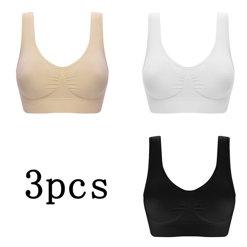 3pcs/set  Bras for Women With Pads Seamless push up bra plus size XXXL underwear Sports Shake proof Cotton Female Underwear