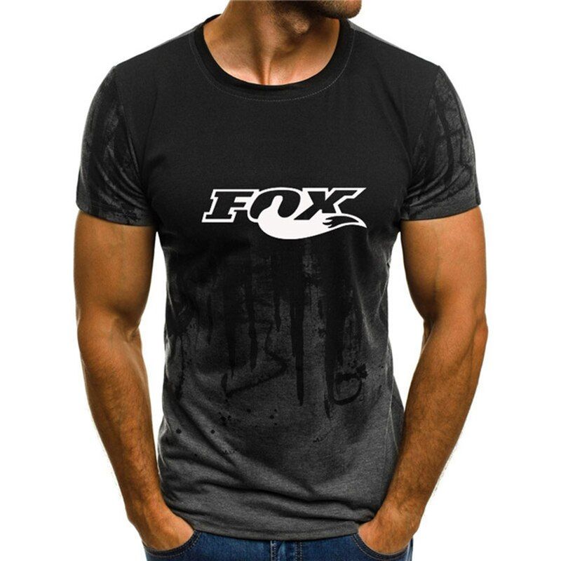 Summer  T-shirt Men's Fox Tail Casual Slim Short-sleeved T-shirt O-neck Streetwear
