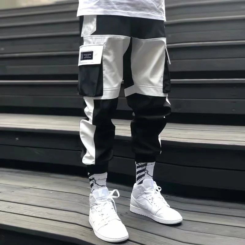 Mens Harem Pant Casual Track Joggers Male Harajuku techwear Trousers  Hop Multi-cket Cargo Pants Men Patchwork Streetwear